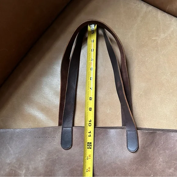 Basil Racuk amazing brown leather tote work bag laptop travel roomy unisex - Picture 10 of 14